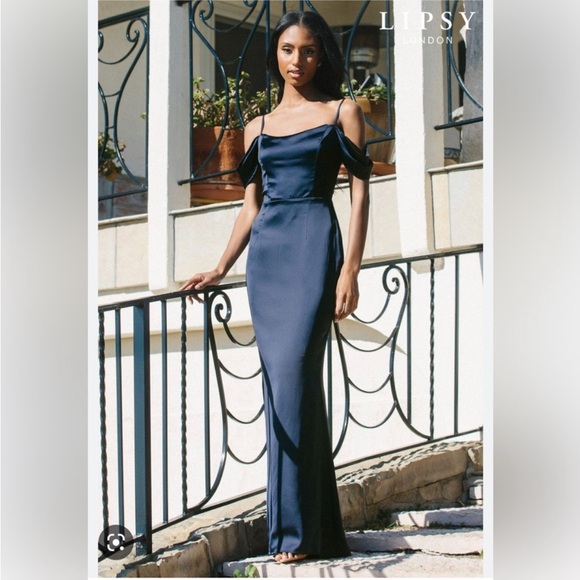 Lipsy London Navy Maxi Dress NWT Size 8 - Picture 1 of 6